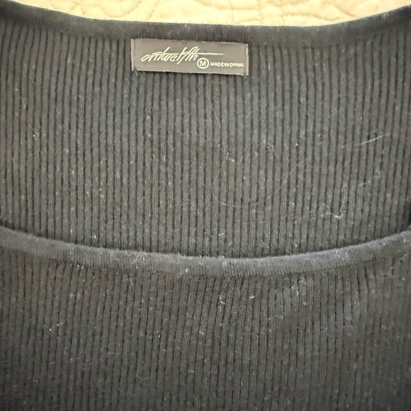 Vici Black Top with Sheer Polka Dot Sleeves - Picture 5 of 5